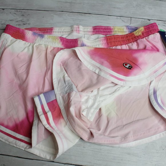 Champion Women's Silky Athletic Shorts Plus Size 2XL XXL Pink Tie Dye - Picture 5 of 6
